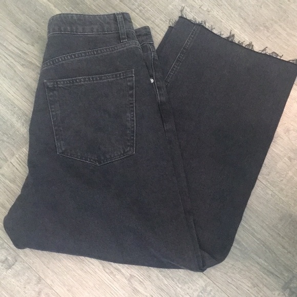 Topshop Denim - Topshop black cropped wide leg jeans